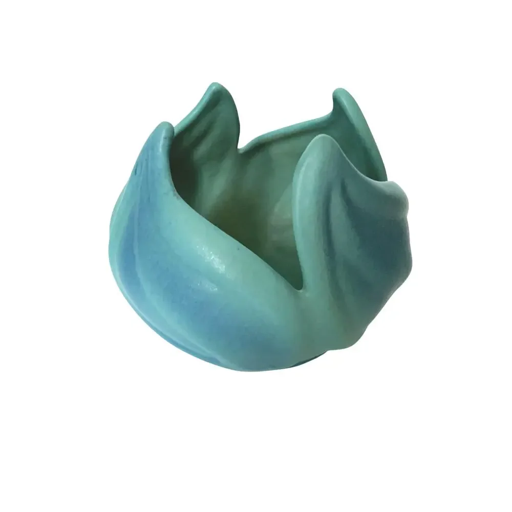 Van Briggle Ming Blue Lotus Leaf Vase Pottery Planter 1940 1950 1960 Swirl Flame